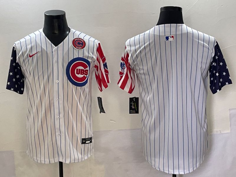 Men 2025 Chicago Cubs Blank White Stripe a generation of national flags Joint Name Nike MLB Jersey style 2->chicago cubs->MLB Jersey
